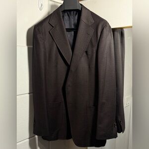 SUITSUPPLY Brown & Black Houndstooth Wool Mohair Havana Blazer 46R